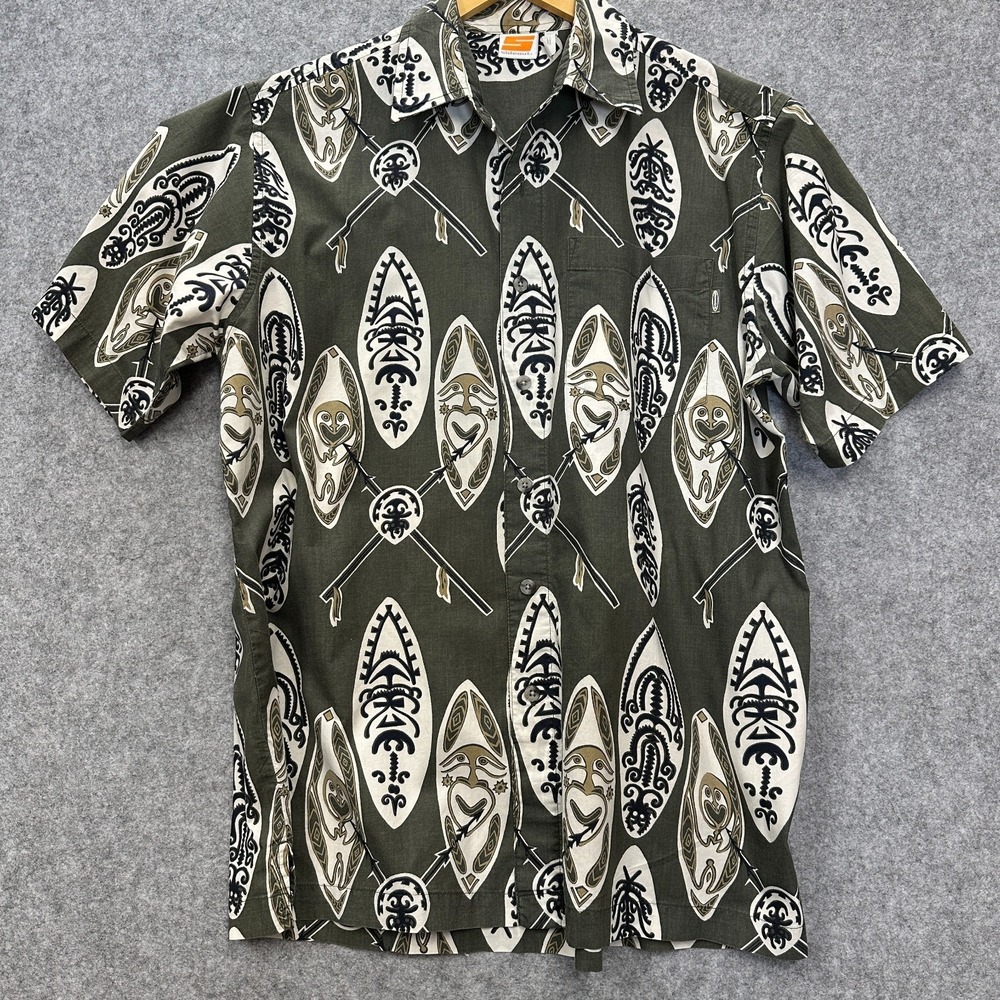 Vintage Sideout Hawaiian Shirt Mens L Green Tribal Tiki 90s Surf Skate - Picture 8 of 8
